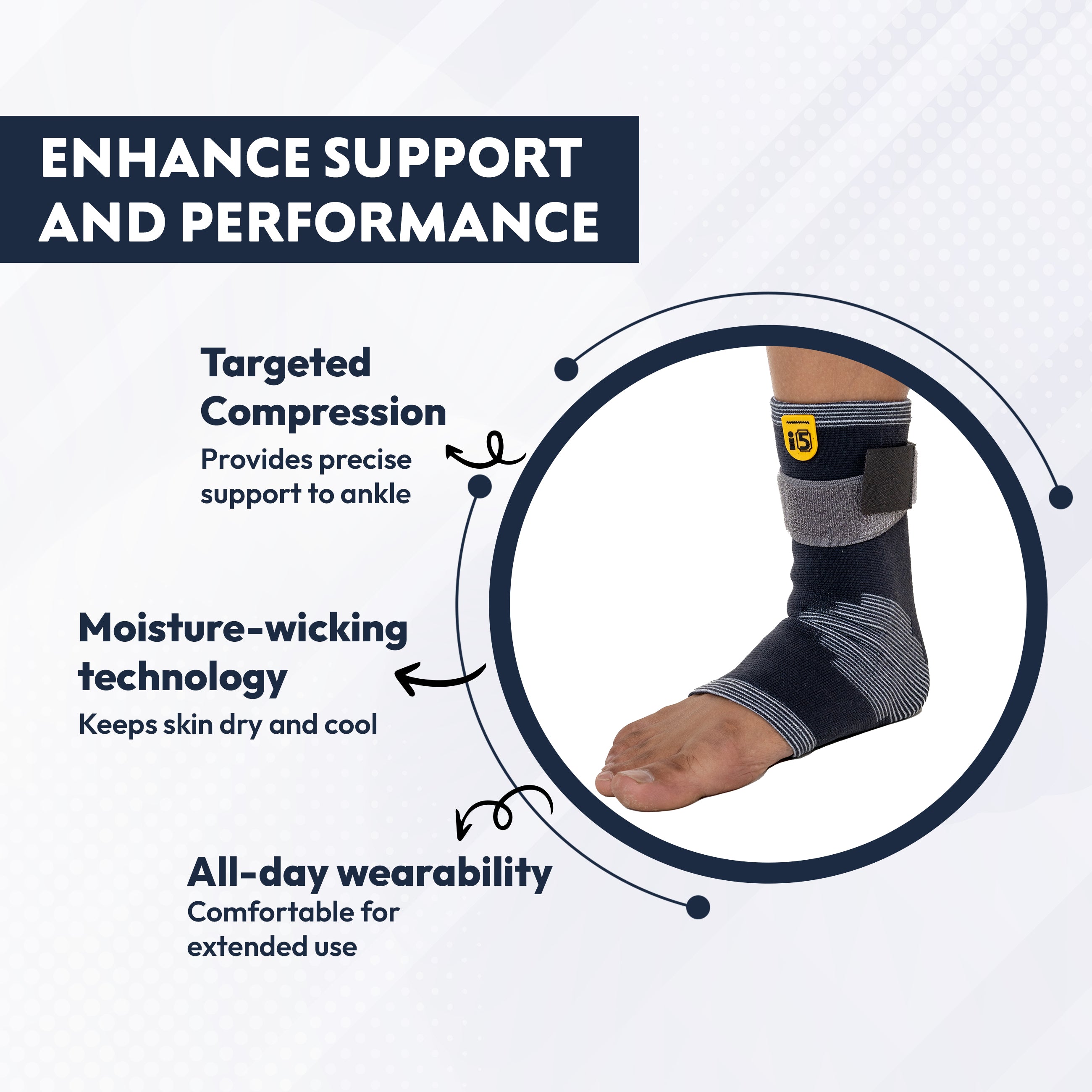 I5Joints 3D Elastotech Ankle Support Belt(Ankle Support for Men & Women Pain Relief Straps for Sports Running fracture support Breathable Ligament Injury compression Brace Wrap for Ankle Protection Guard, Injuries, Pain Relief, Sprained Ankle)