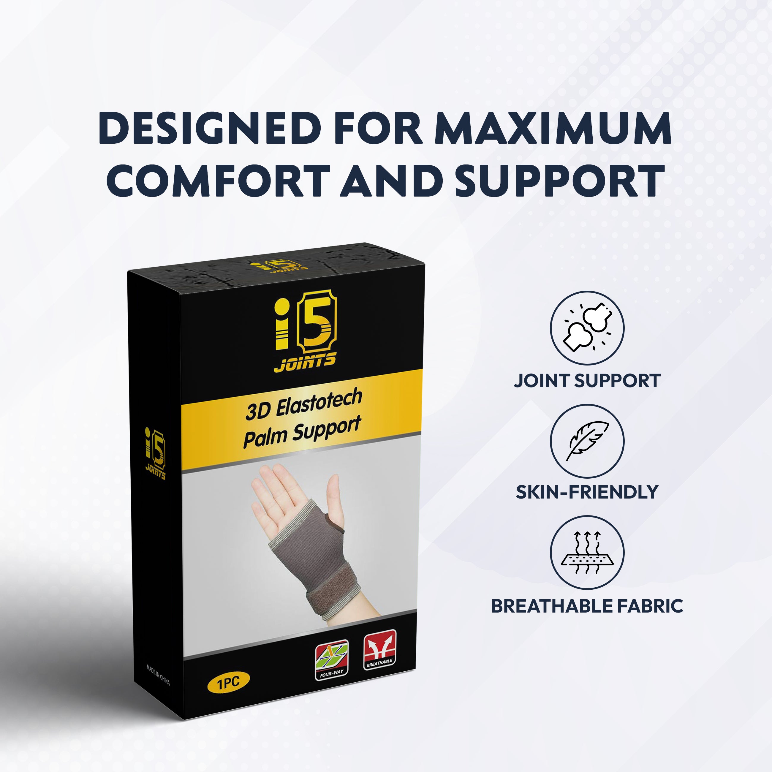 I5Joints– Elastotech wrist/Palm Sleeve(Relief Carpal Tunnel Wrist Brace with Adjustable Straps )