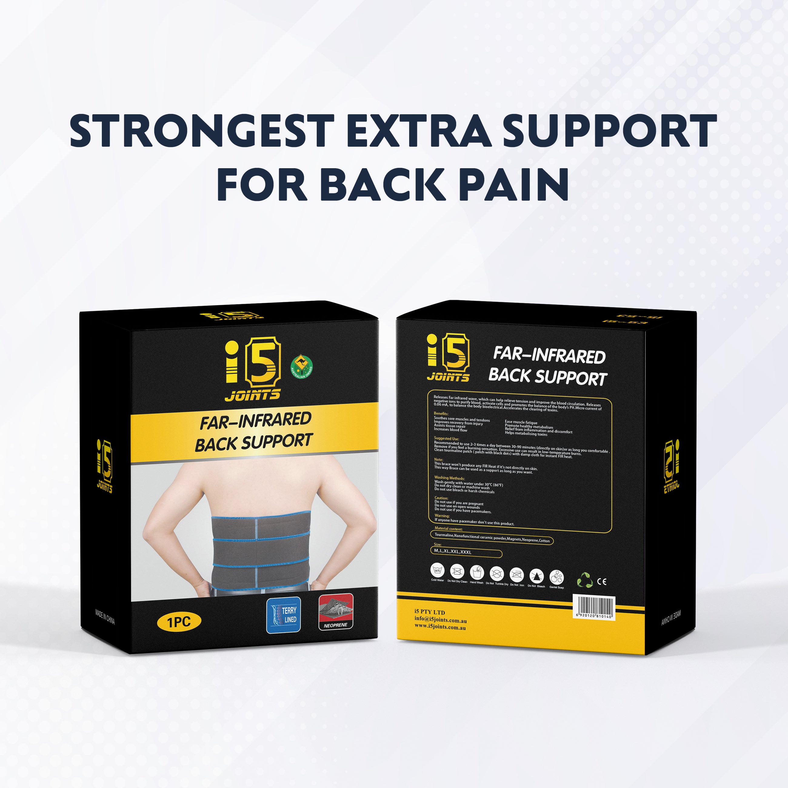 I5Joints-Far Infrared  Back Support(Comfort Belt for Lower Back Pain Relief, for Better Posture and Pain Relief and Added Gel Padding for Comfort)