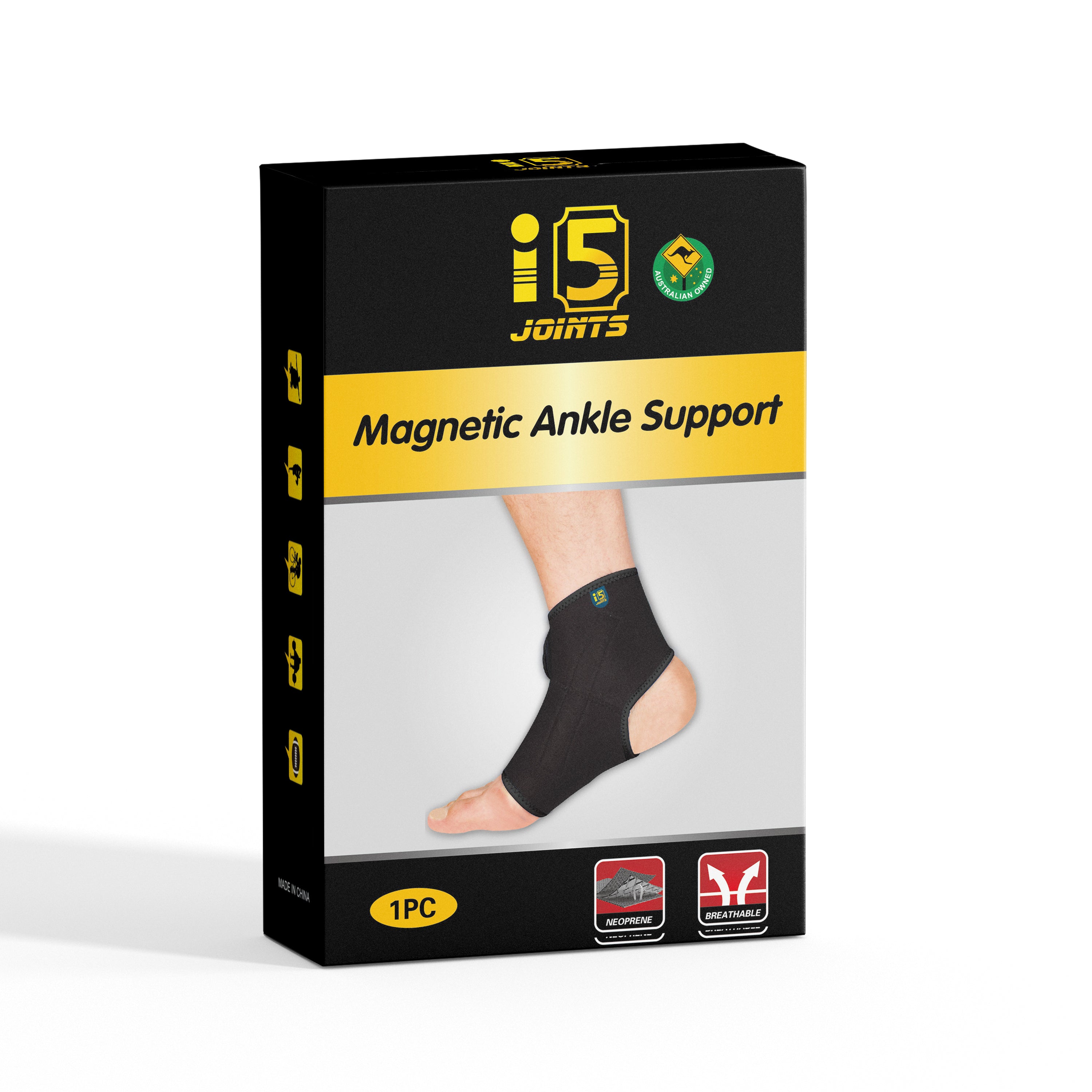 I5Joints – Magnetic Ankle Support  - Ankle Compression Brace for Injuries, Foot Care, Sprain, Injury, Swelling & Pain Relief and Recovery , Adjustable Ankle Protection Guard, Ankle Band For Men & Women (Ankle Brace Universal)
