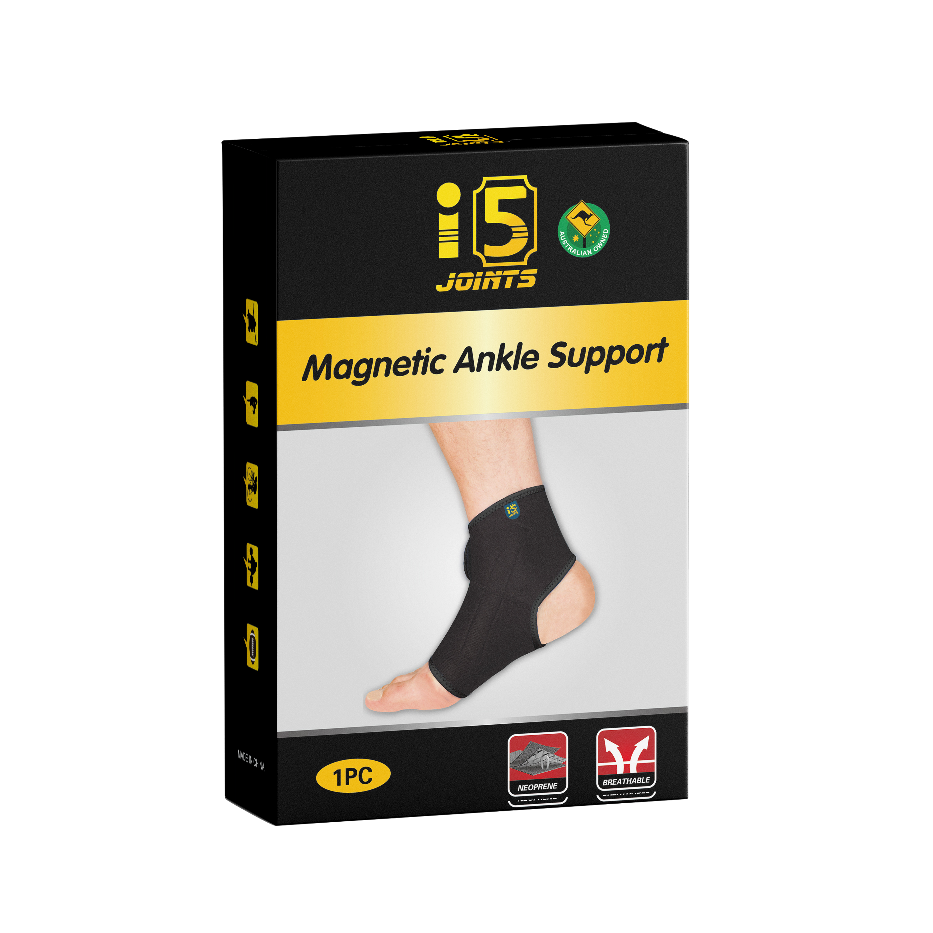 I5Joints – Magnetic Ankle Support  - Ankle Compression Brace for Injuries, Foot Care, Sprain, Injury, Swelling & Pain Relief and Recovery , Adjustable Ankle Protection Guard, Ankle Band For Men & Women (Ankle Brace Universal)
