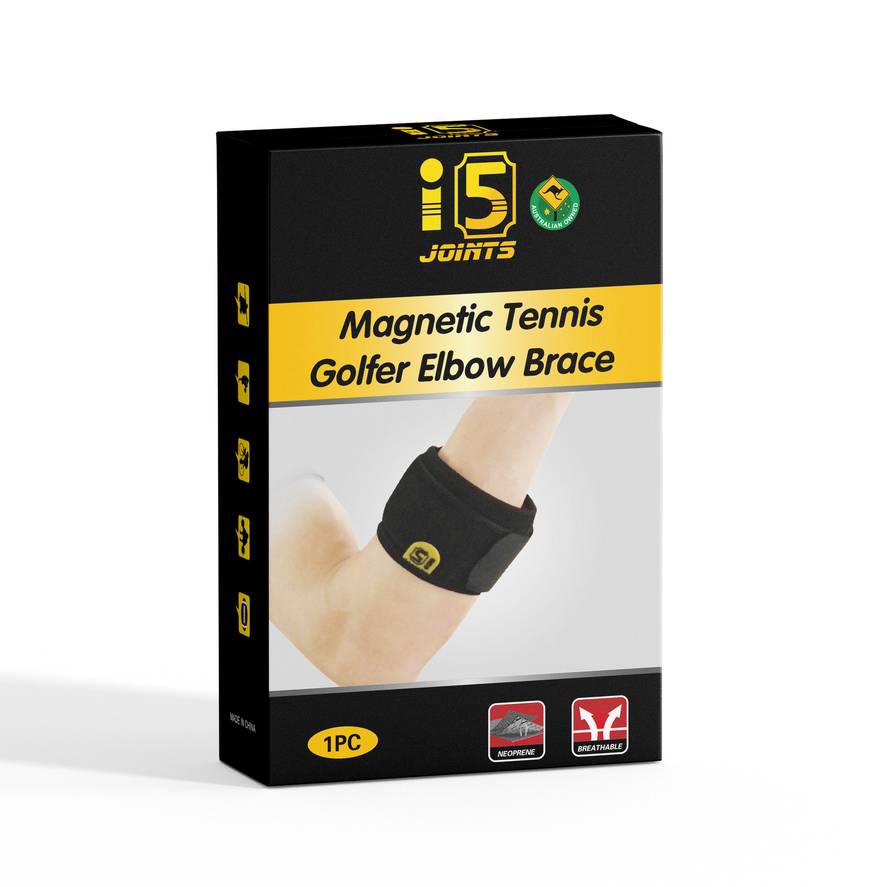 I5Joints-Magnetic Tennis Golfer Elbow Brace(Elbow Support Brace Band for Pain Relief - Elbow Support,Adjustable with Compression Pad,Elbow Support Strap for Gym, for Men & Women, Weightlifting, Volleyball & Other Sports)