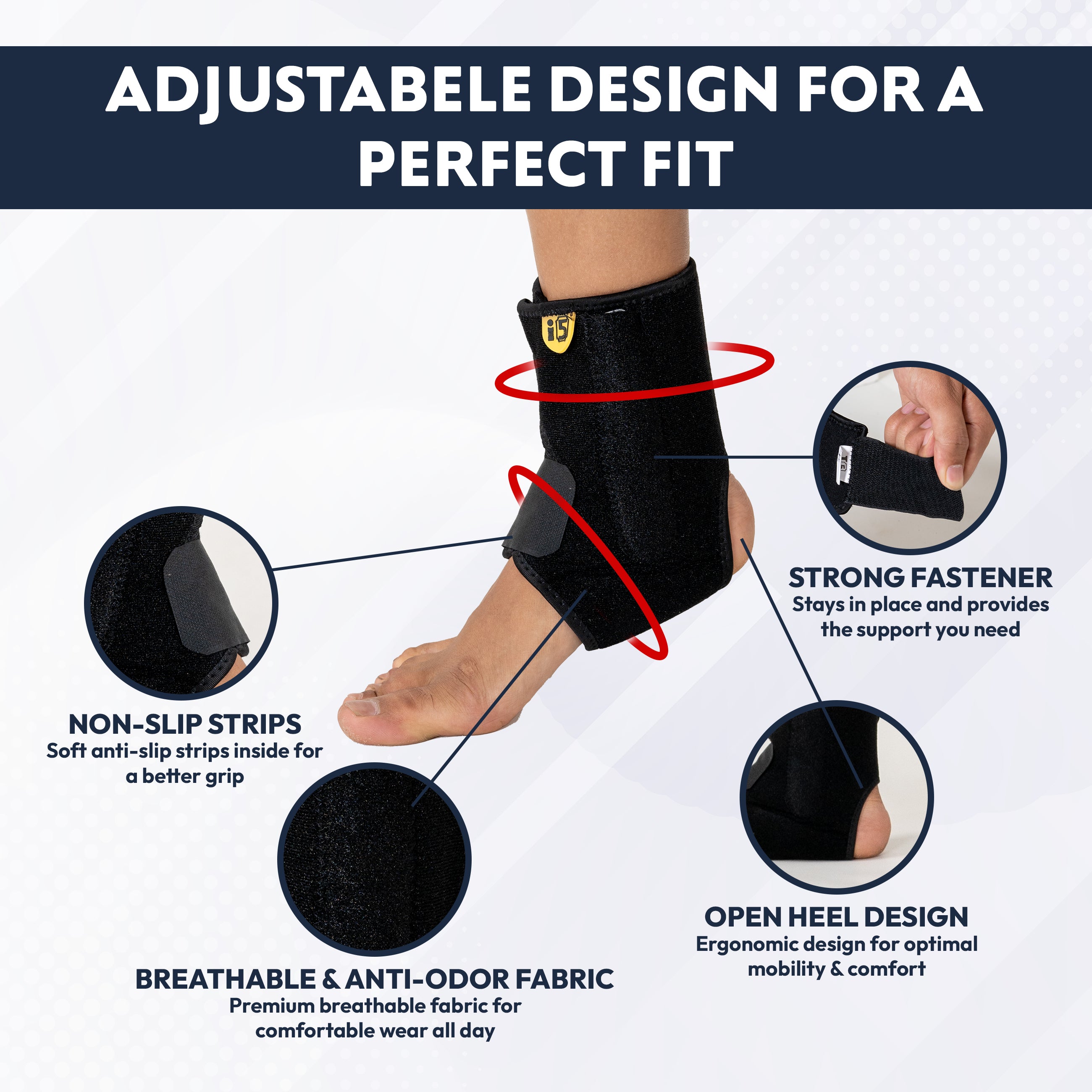 I5Joints –Ankle Armour (Premium Ankle Support Compression Brace For Injuries, Ankle Protection Guard Helpful In Pain Relief And Recovery. Ankle Band For Men & Women)