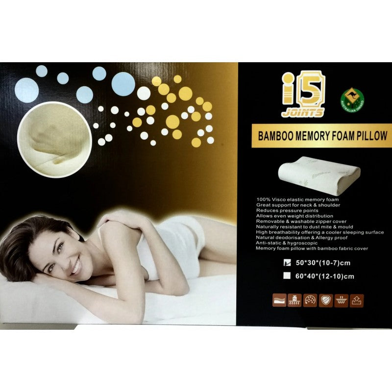 I5-Memory Foam Bamboo Pillow(I5 Joints  Memory Foam Pillow, Contour Cervical Orthopedic Memory Foam Pillows Supports Neck Pain and Shoulder Pain for Sleeping, Ergonomic Cervical Pillow Neck Support Pillow for Side Back-Men and Women)