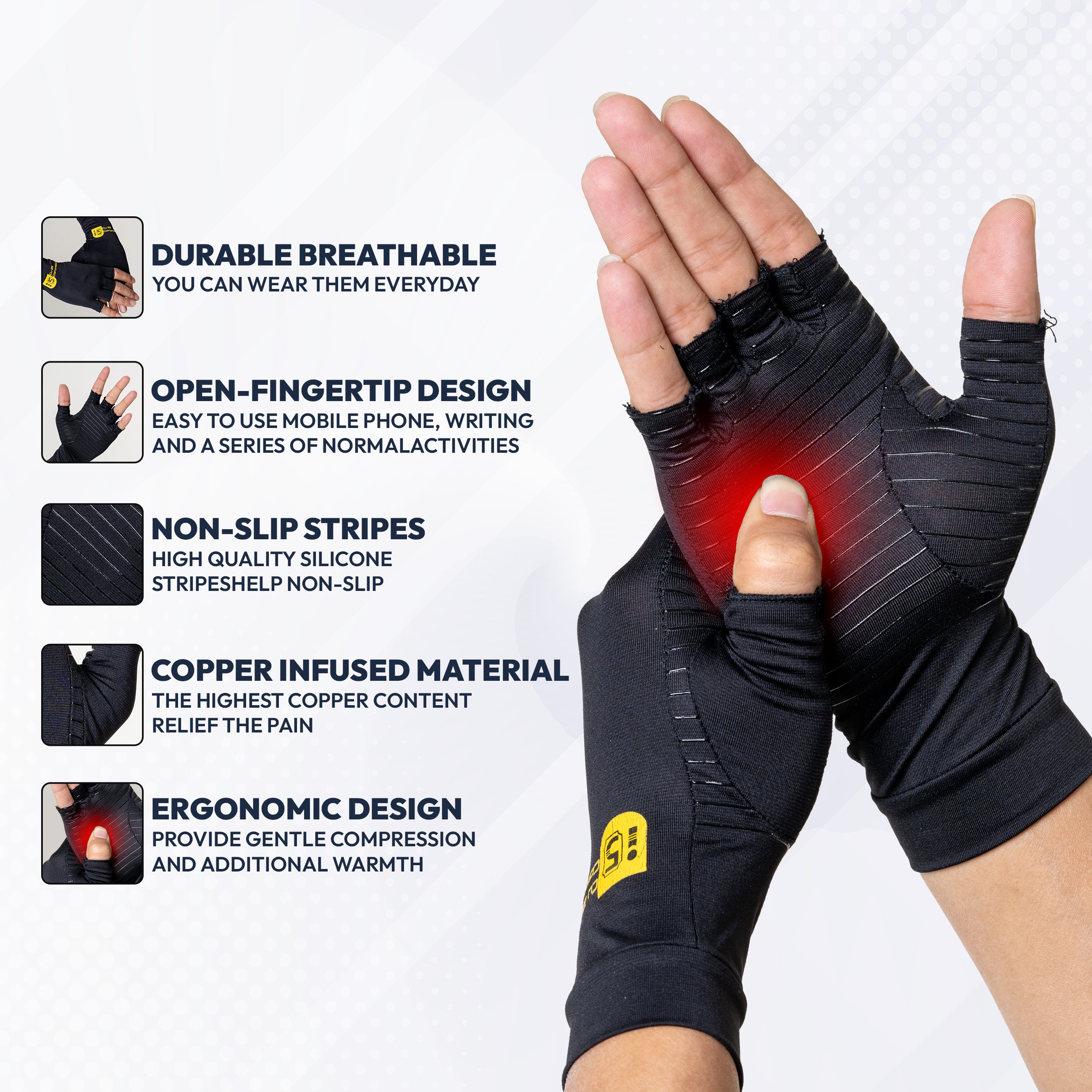 I5Joints -Compression  Gloves(Arthritis Gloves with Compression for Hand Arthritis, Hand Pain, Carpel Tunnel, Open Fingertip Style)