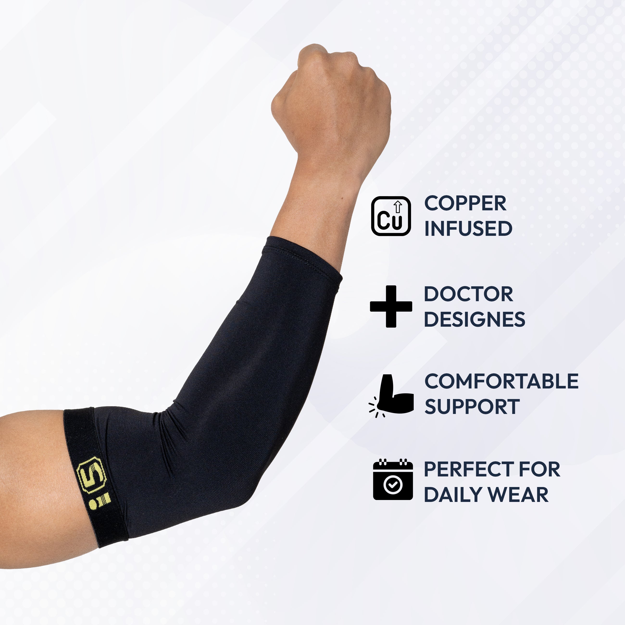 I5Joints-Cooper Compression Elbow Support(I5Joints Elbow Compression Cap For Men & Women|Workout, Gym, Pain Relief, Quick Recovery, Tennis, Golf, Gym Fitness, Volleyball, Cricket| Prevent Injuries|Single Pair))