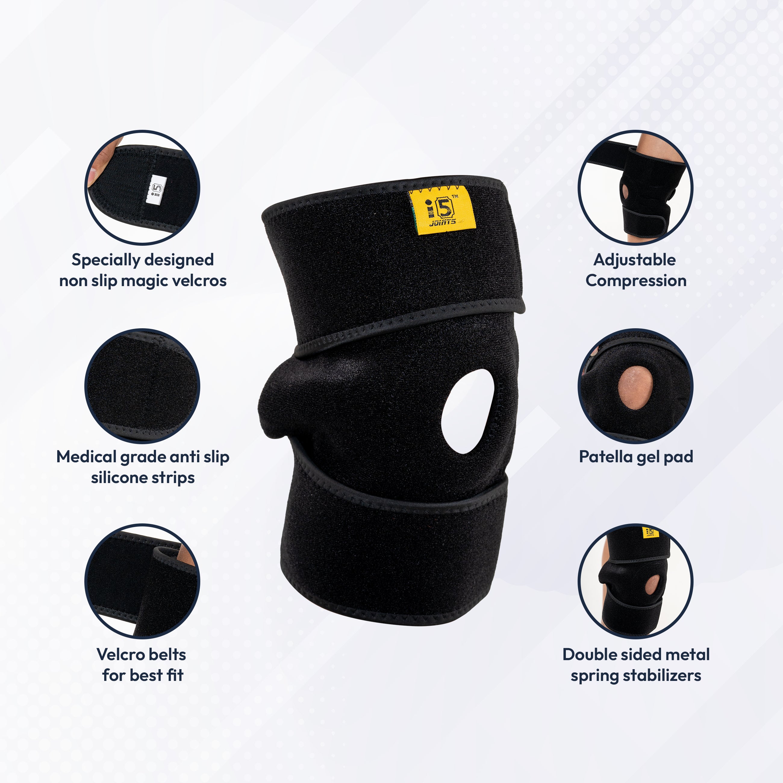 I5Joints-Far Infrared Knee Support(Premium Knee Support Open Patella, Breathable Knee Cap Brace for Arthritis, Pain Relief, Sports for Men & Women )