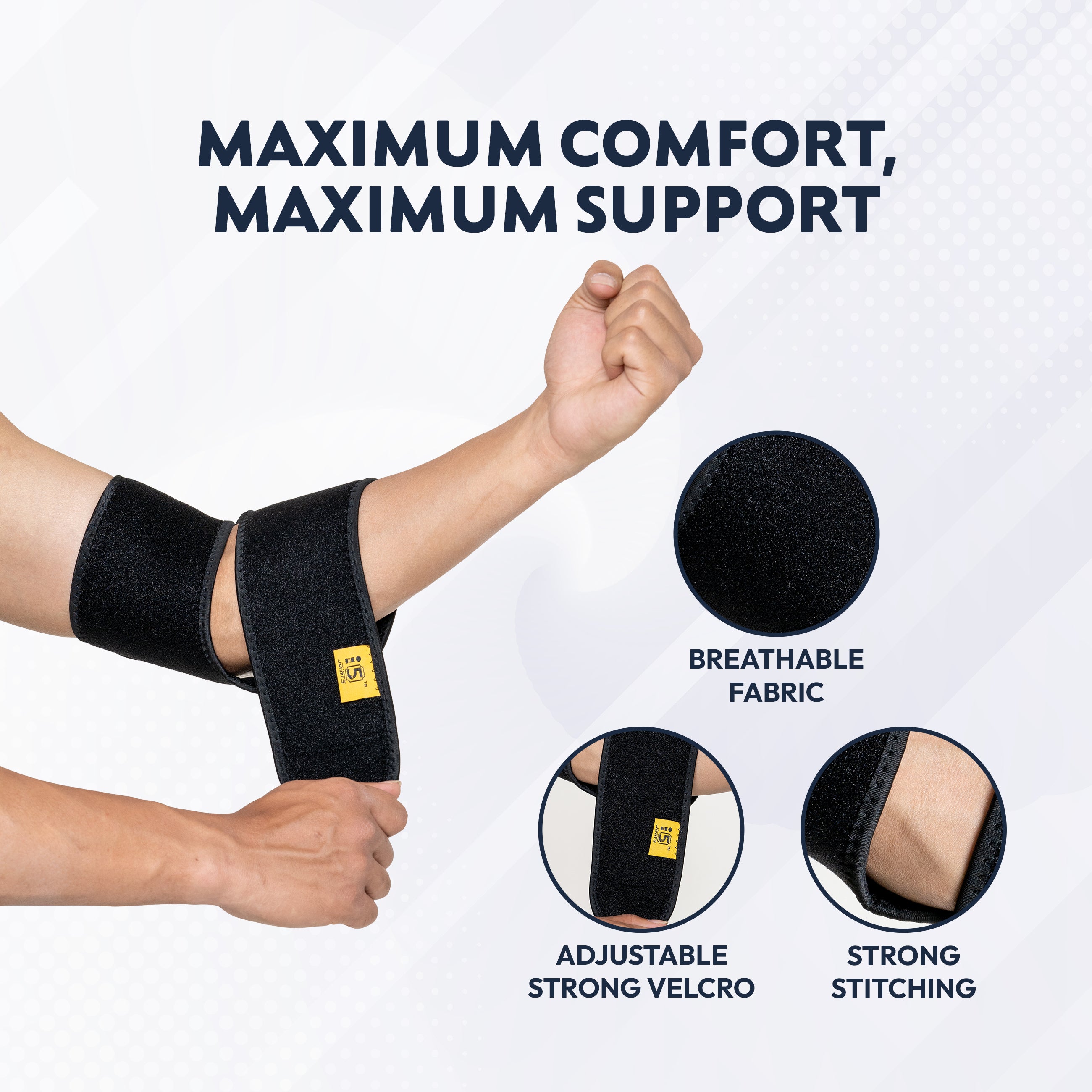 I5Joints – Infrared Elbow Compression Belt(I5Joints Elbow Support For Gym Elbow Band For Pain Relief, For Men & Women Tennis Elbow Support For Badminton Cricket & Sports Elbow Sleeves/Elbow Guard/Elbow Brace)