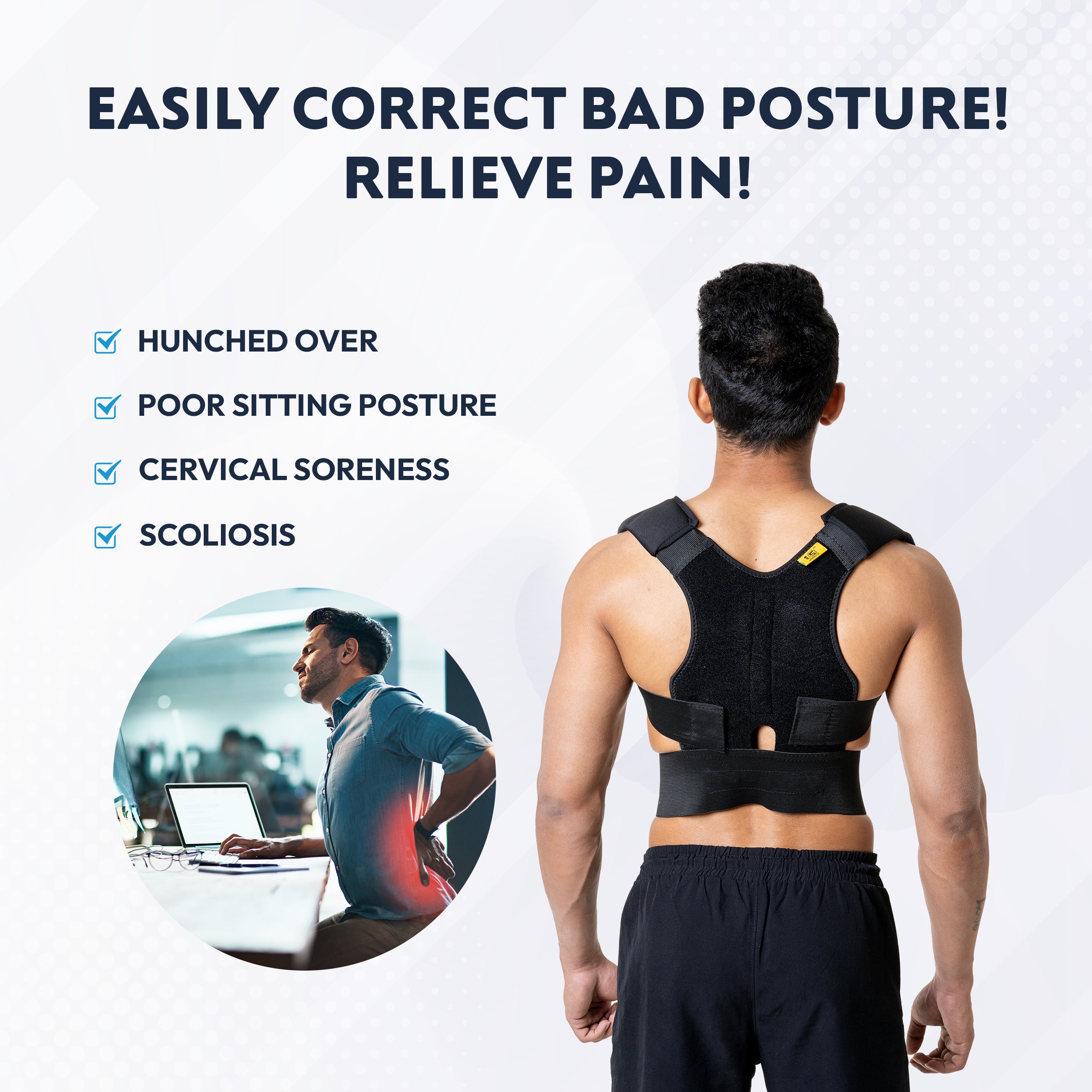 I5Joints-Posture support Belt(Premium Back Brace With Magnetic Support At Back | Posture Corrector Therapy Shoulder Belt For Lower And Upper Back Posture Corrector For Men And Women)