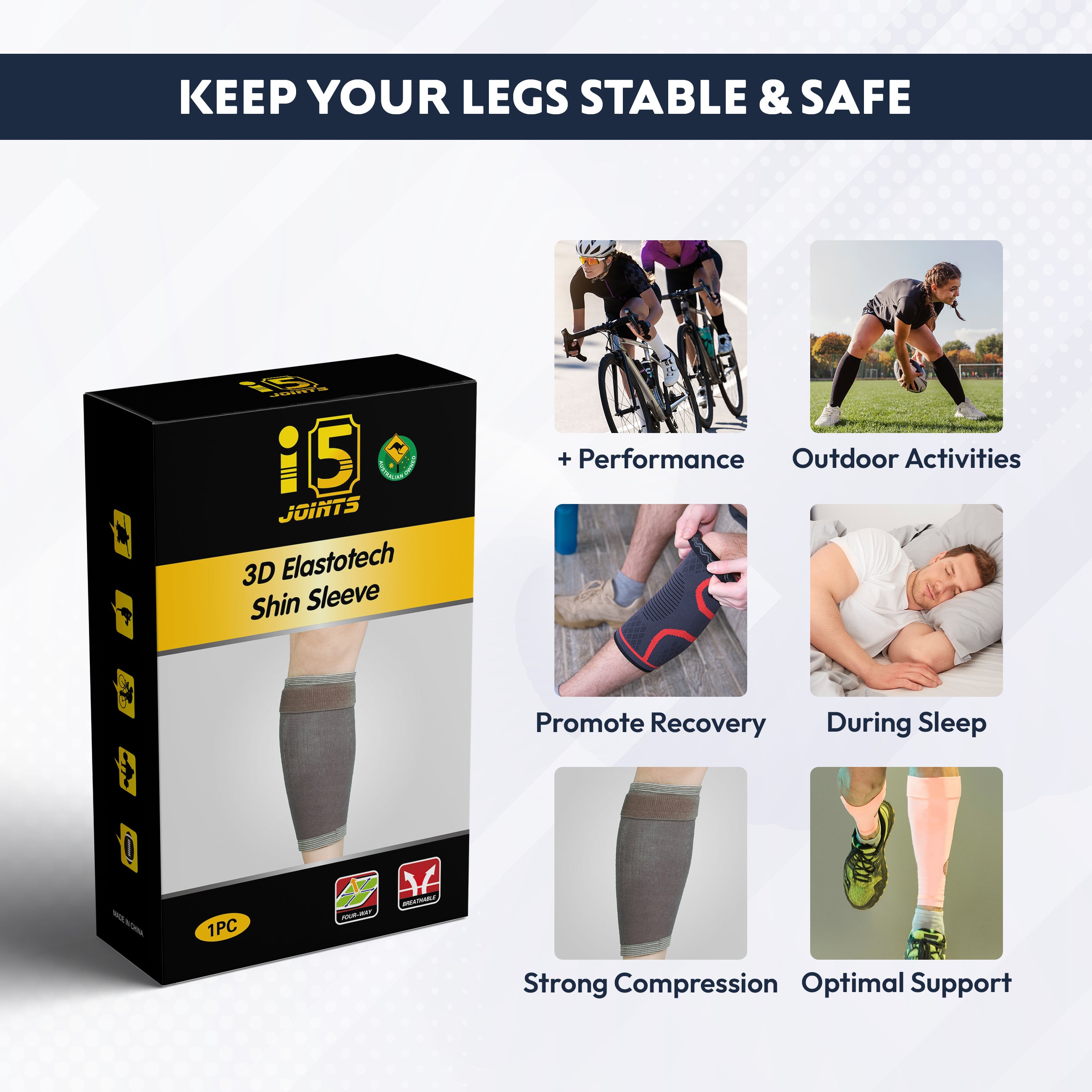 I5Joints-3D elastotech shin sleeve Premium Shin Support for Pain