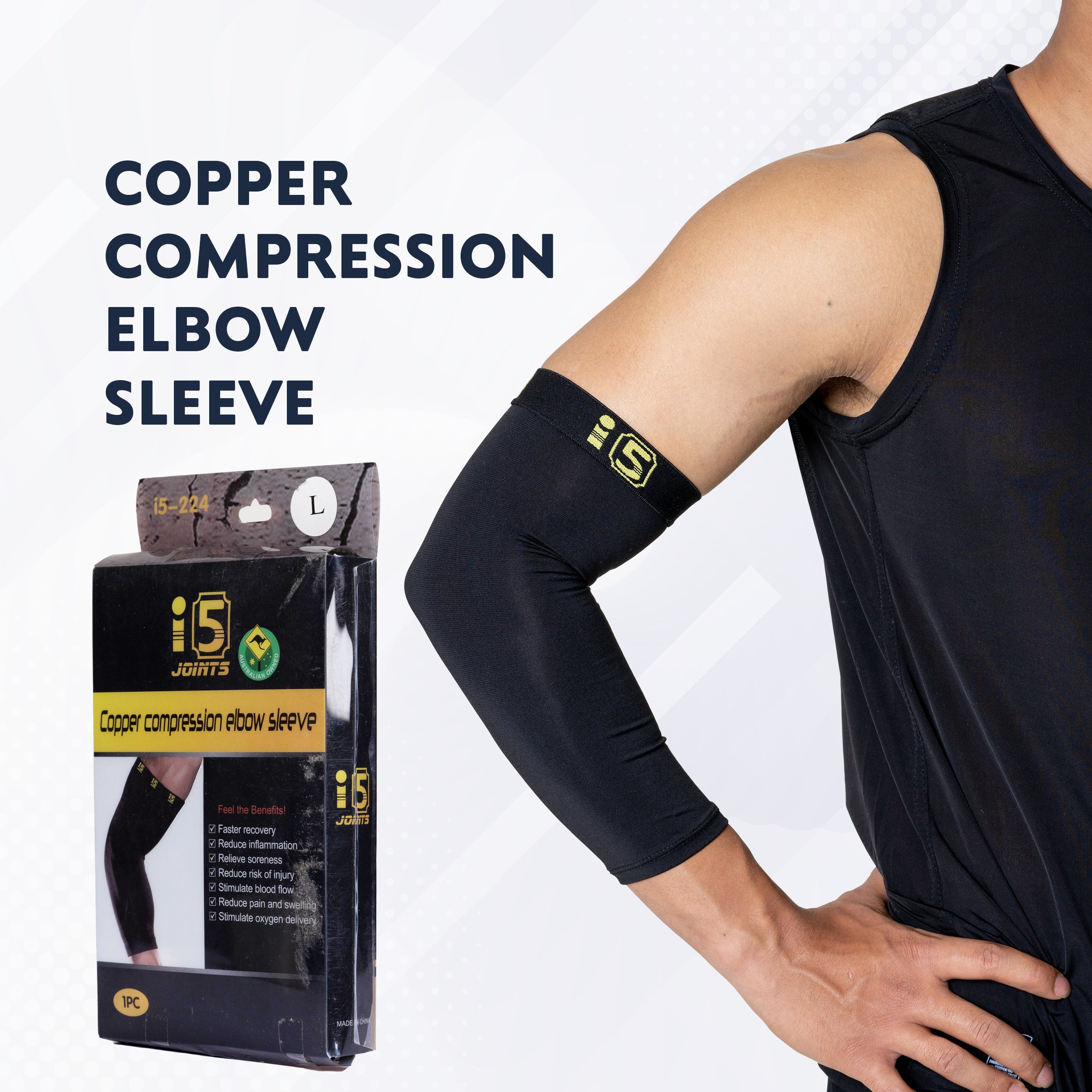 I5Joints-Cooper Compression Elbow Support(Elbow Compression Cap For Men & Women|Workout, Gym, Pain Relief, Quick Recovery, Tennis, Golf, Gym Fitness, Volleyball, Cricket| Prevent Injuries|Single Pair))